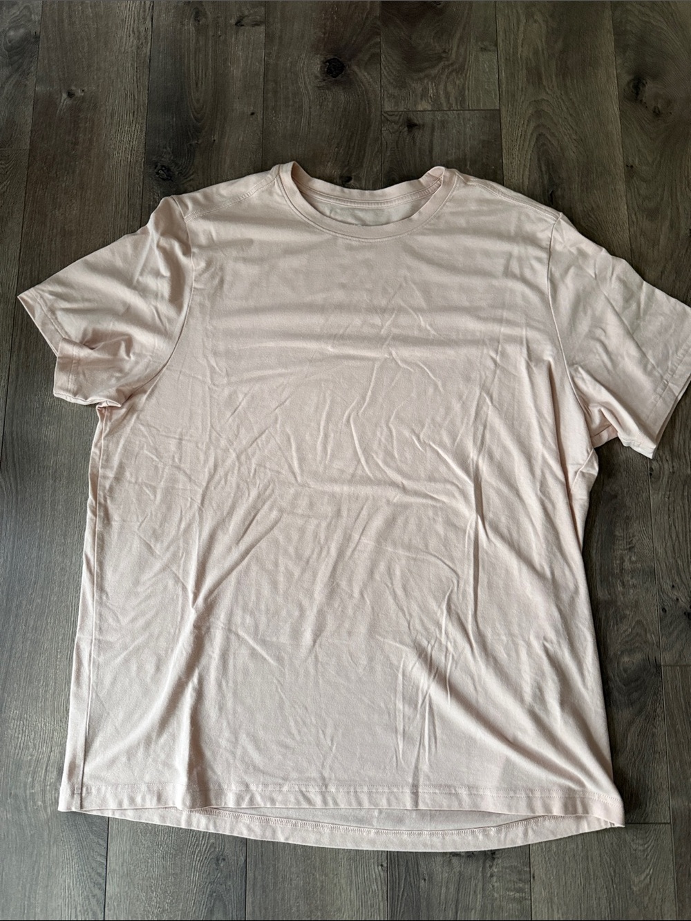 RHONE Men's Crew Neck T-Shirt in Pale Pink/ salmon color